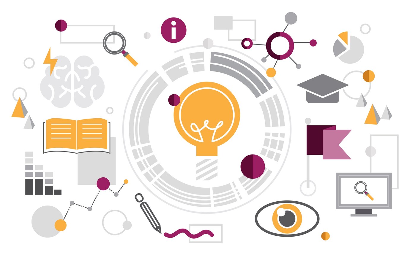 Academic research data concept – charts, books, collaboration